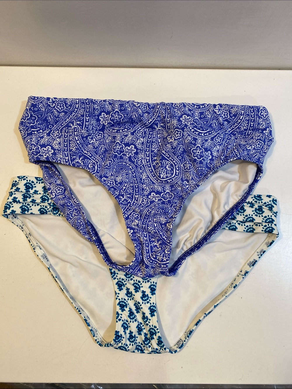 Lands End Women’s Paisley & Floral Bikini Bottoms - Blue Bundle Of 2